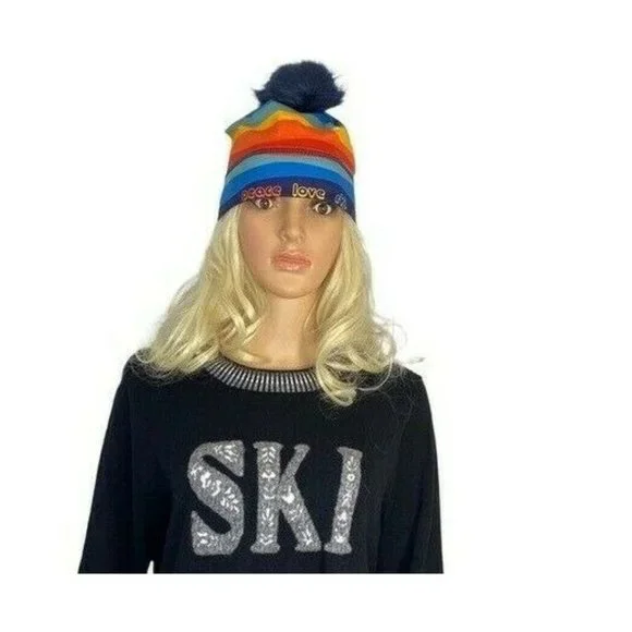 Krimson Klover HAT Peace Love Ski Pompom Beanie Après-ski Removable Pom - Picture 5 of 12